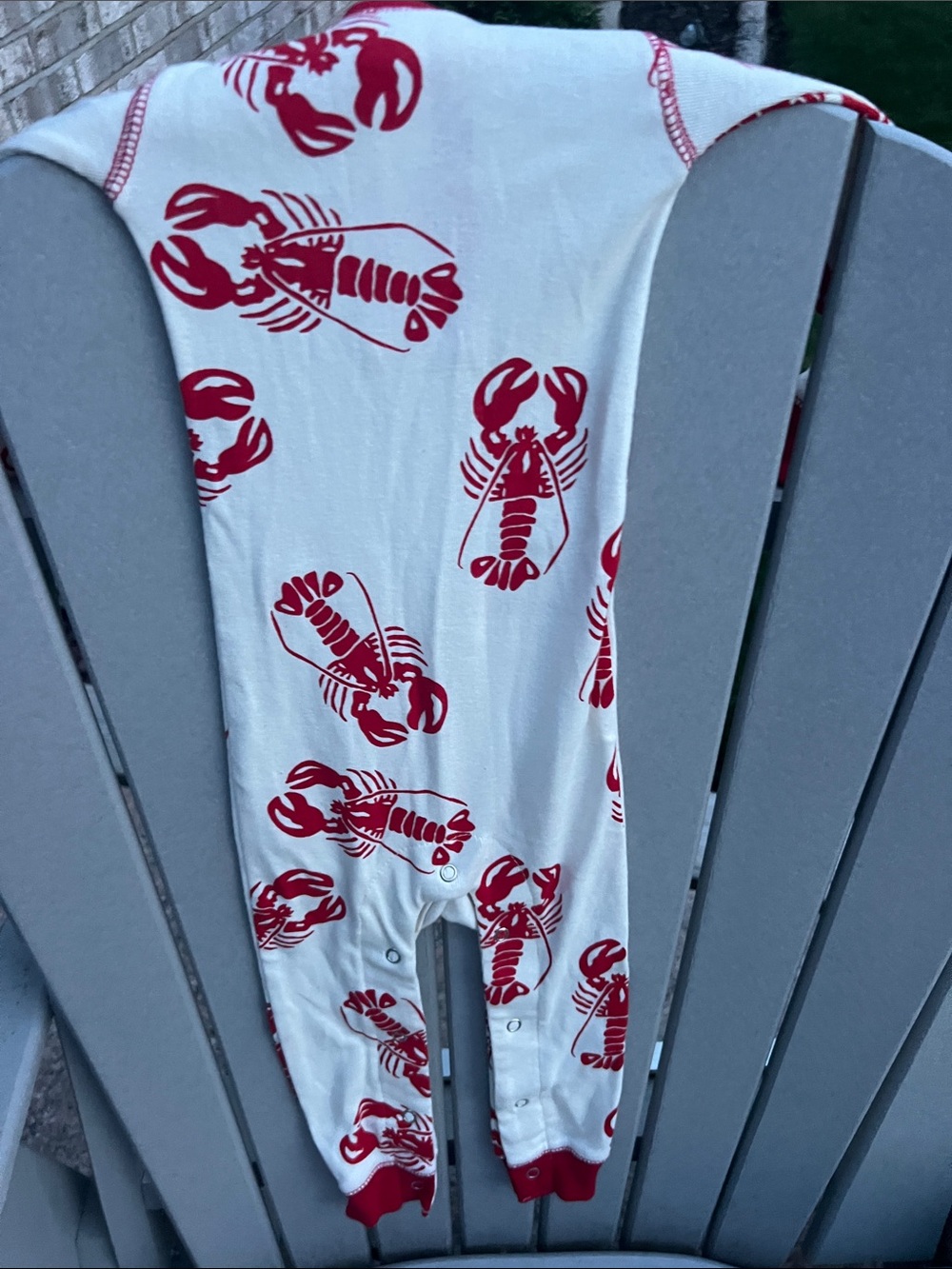 Lazy One White Footie with Red Lobster Print